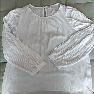 J. Crew White Blouse with Pleated Sleeves